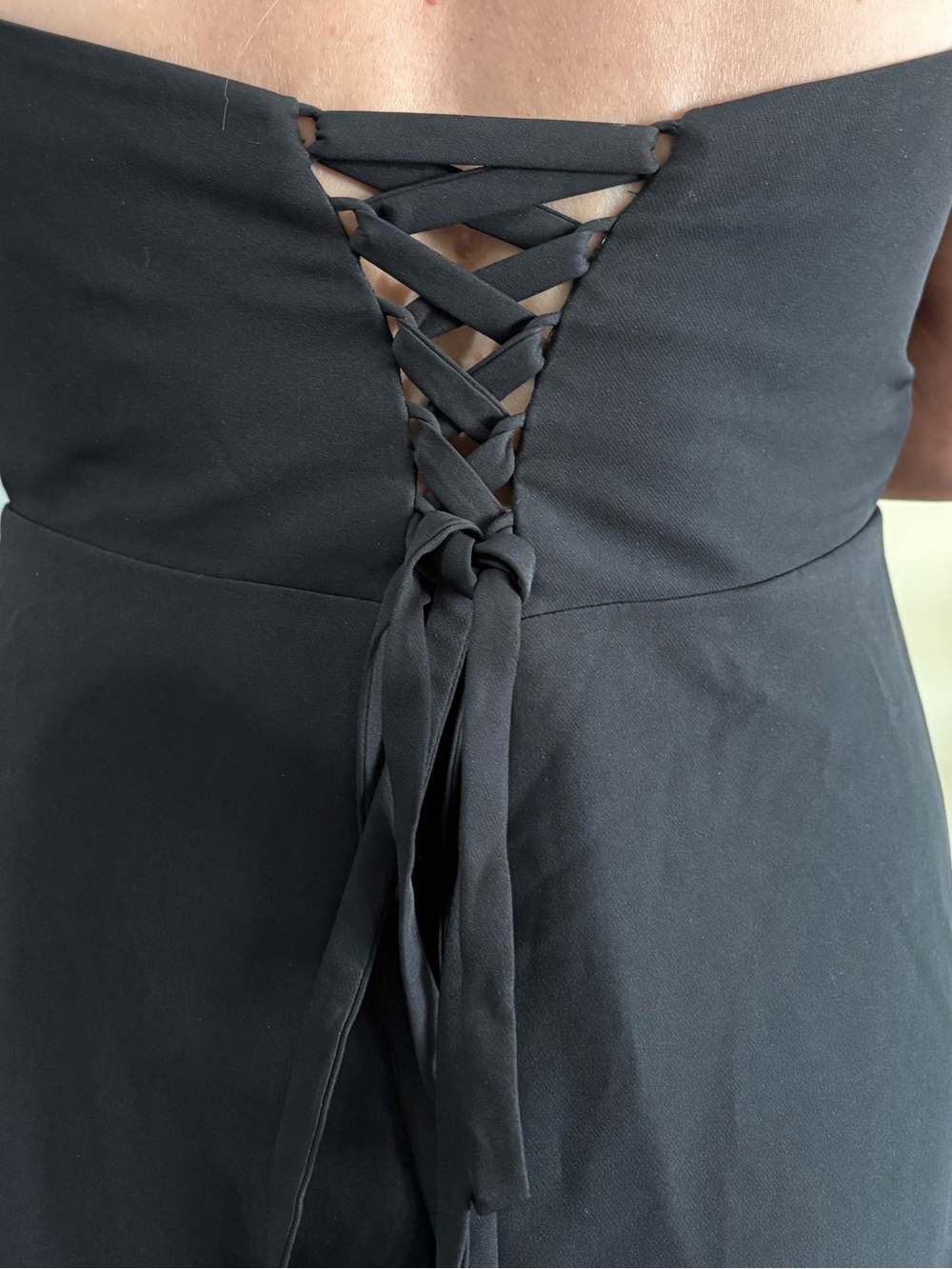 Revelry Black Monroe Crepe Bow Dress Gown size 12 - Picture 9 of 10
